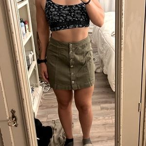 Green button up skirt